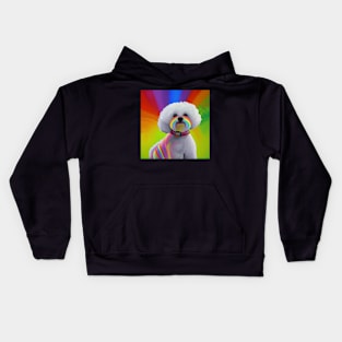 Bichon Frise Dog Rainbow Painting Kids Hoodie